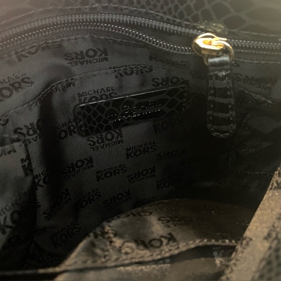 Michael Kors Jet Set Chain Black Messenger Embossed Leather 35F4GTCM2G Brand New - Picture 4 of 8